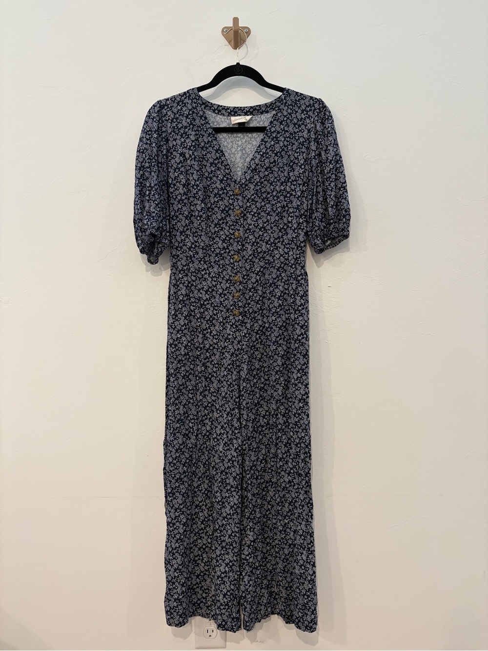 Universal Thread Navy Floral Button-Front Jumpsuit